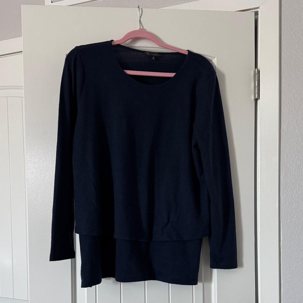 Diane Gilman Navy Blue Tunic Top